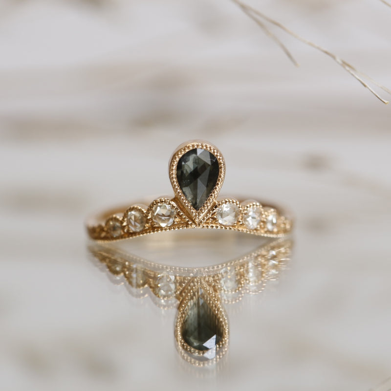 Pearl Sapphire mermaid tiara ring