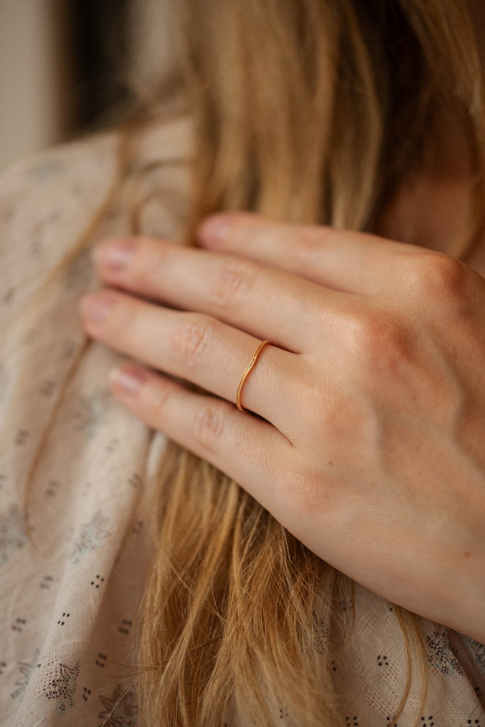 wedding band Wave double Milgrain