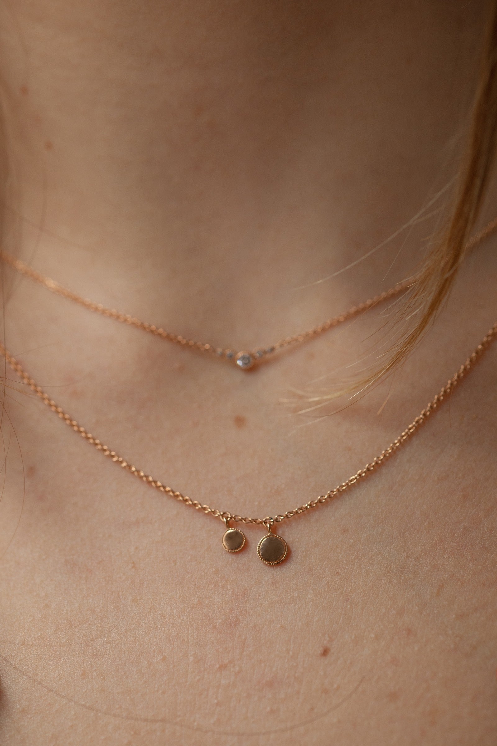 Milgrain Mini Medal Necklace Double