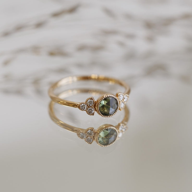 Ring Flora L Green Sapphire