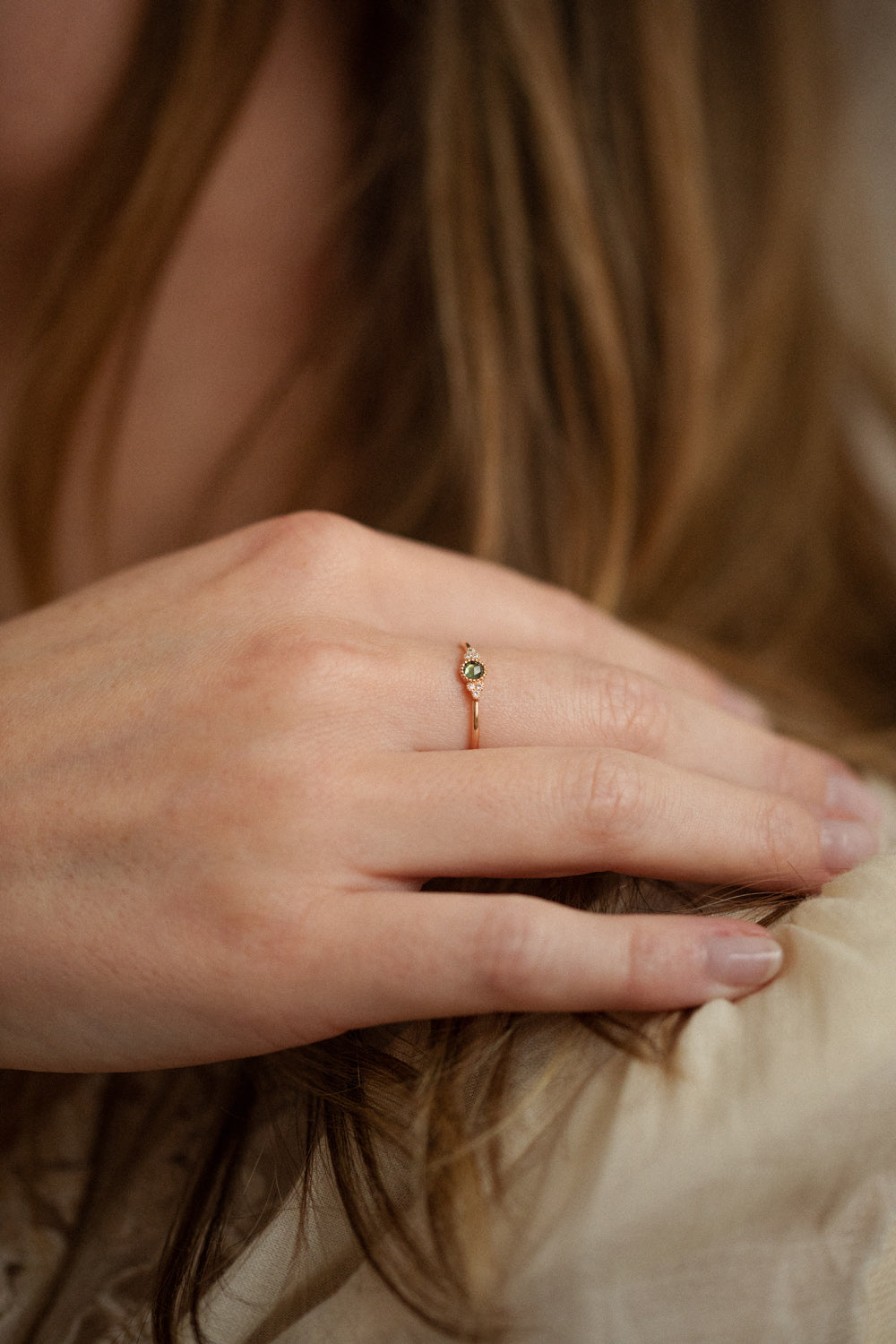 Ring Flora S Green Sapphire