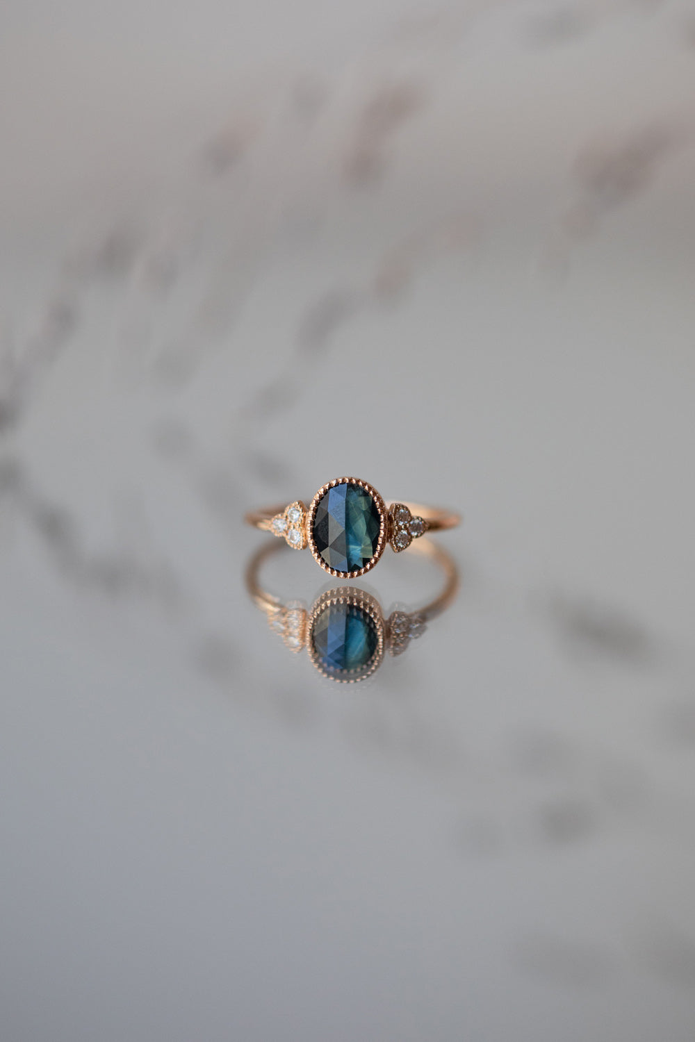 Flora ring oval vertical Sapphire mermaid