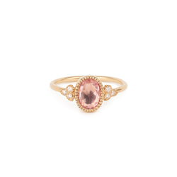 rose gold and pink sapphire oval designer engagement ring Myrtille Beck Paris