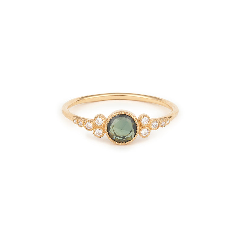 Ring Iris L Green Sapphire Rosecut