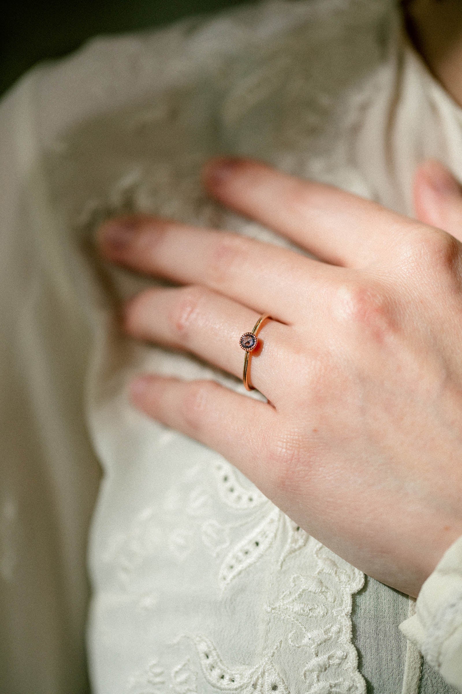 Solitaire Double Milgrain M Blue Sapphire