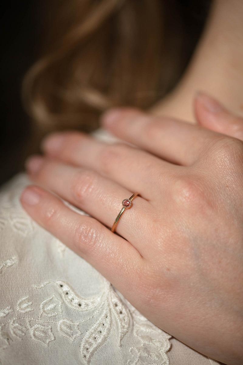 Solitaire Double Milgrain S Pink Sapphire