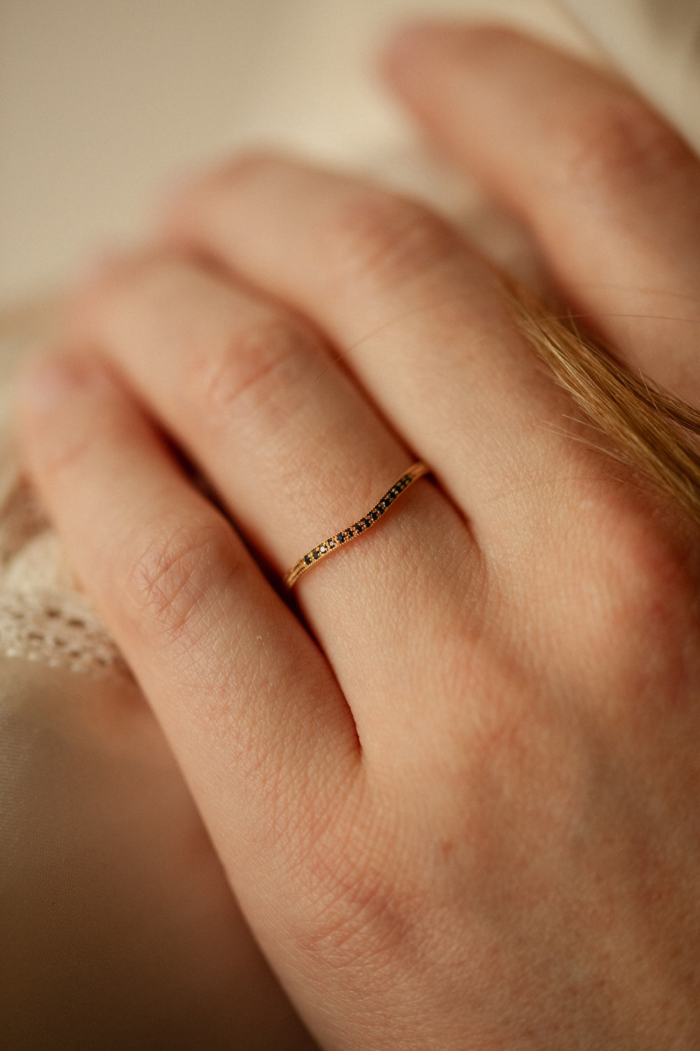 wedding band Triple Milgrain Black Diamond wedding band - Archives
