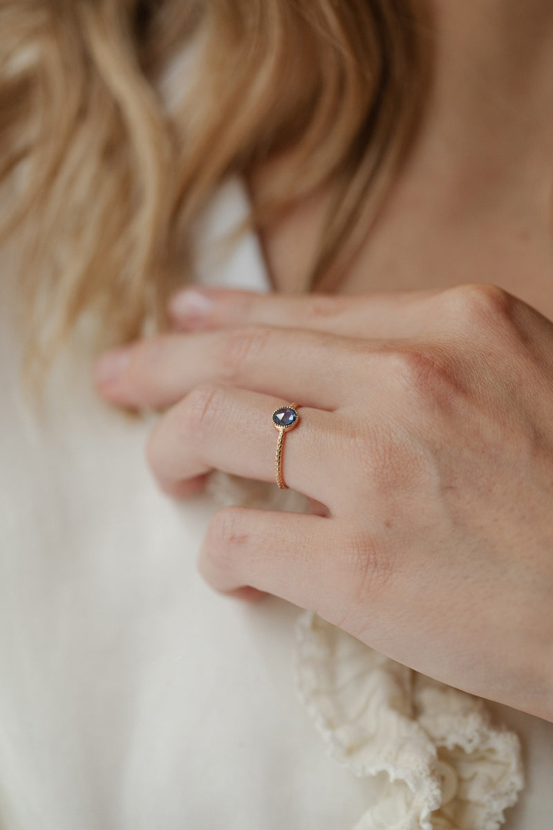 Ring Cybele L Blue Sapphire Rosecut