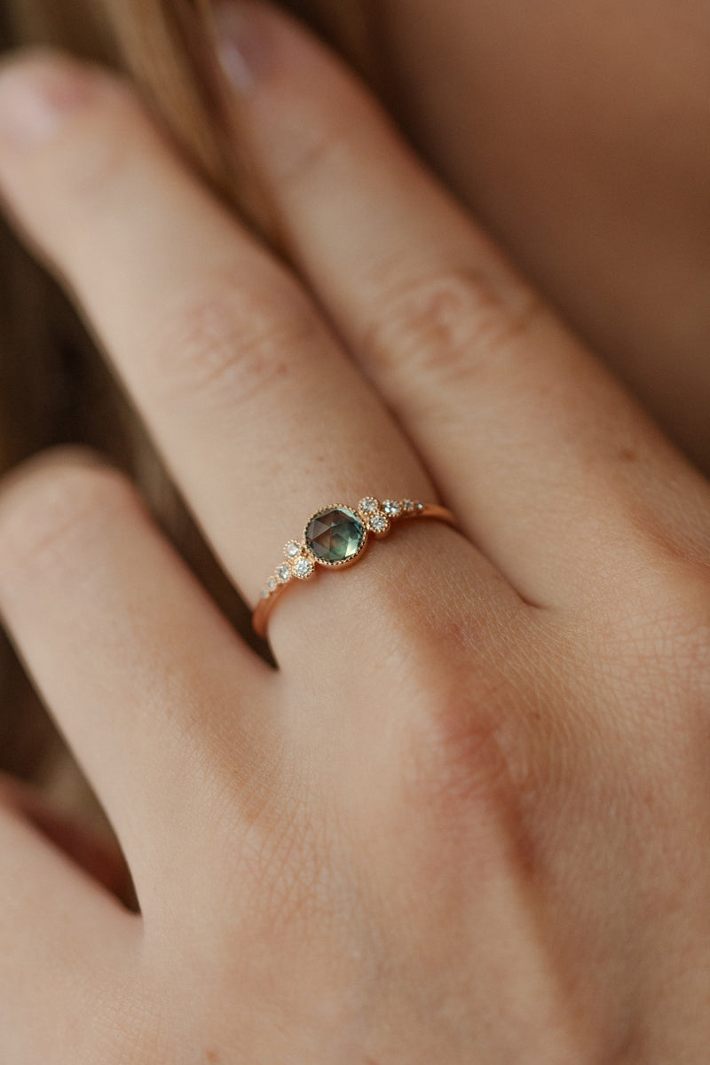 Ring Iris L Sapphire Mermaid Rosecut