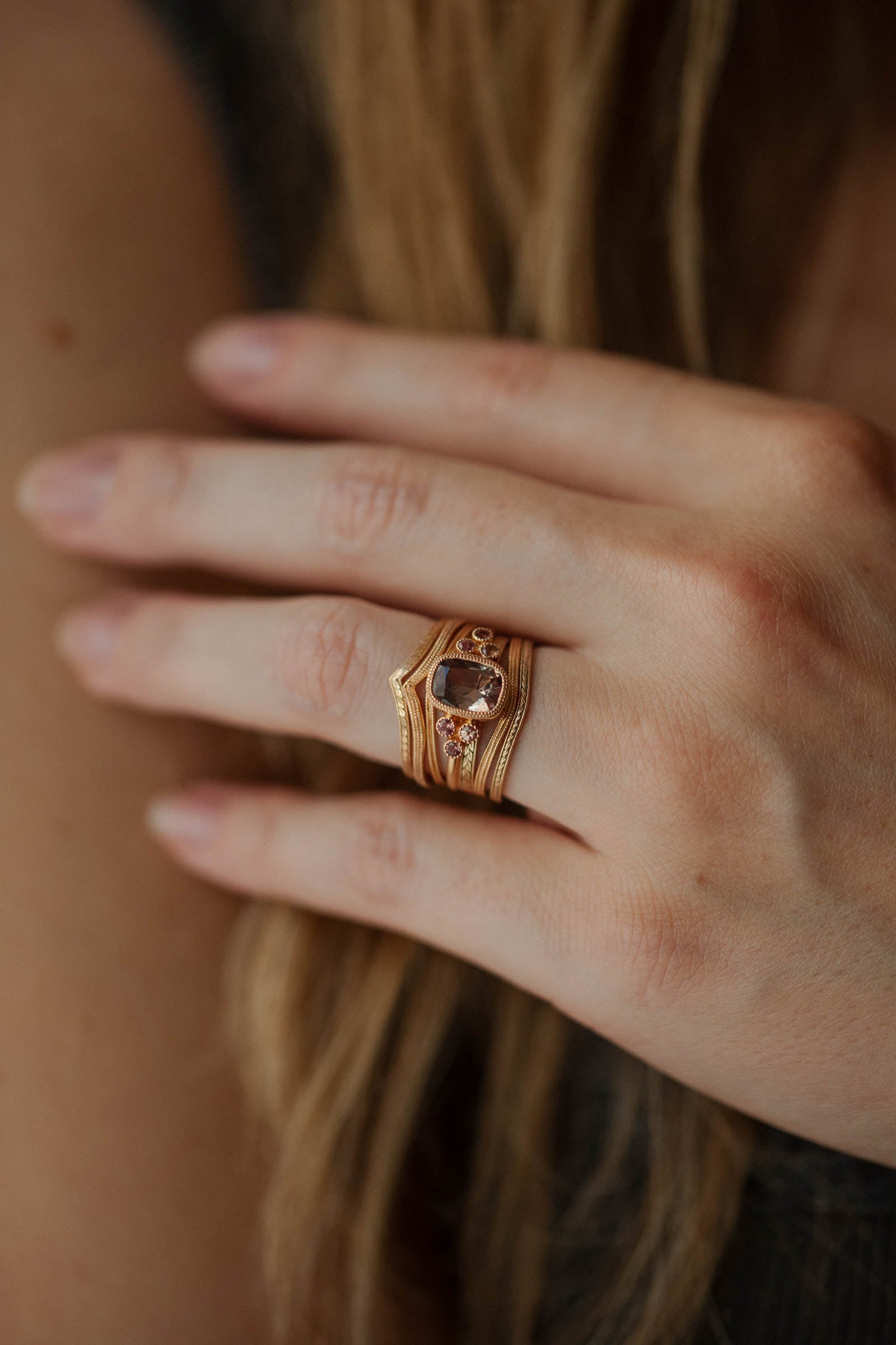 Pièce unique Flora Ring Orange Pink Sapphires