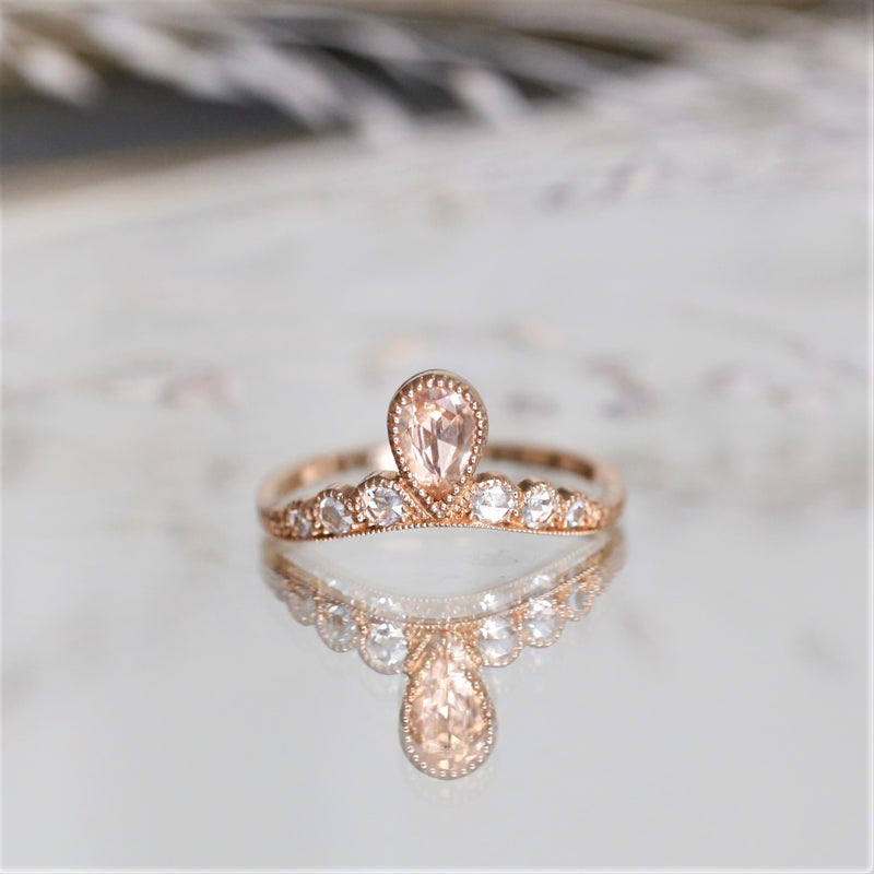 Pink Sapphire Pear Tiara Ring
