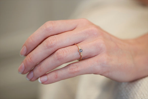 Ring Love Céleste M blue sapphire rosecut- Myrtille Beck- Engagement ring sapphire rosecut