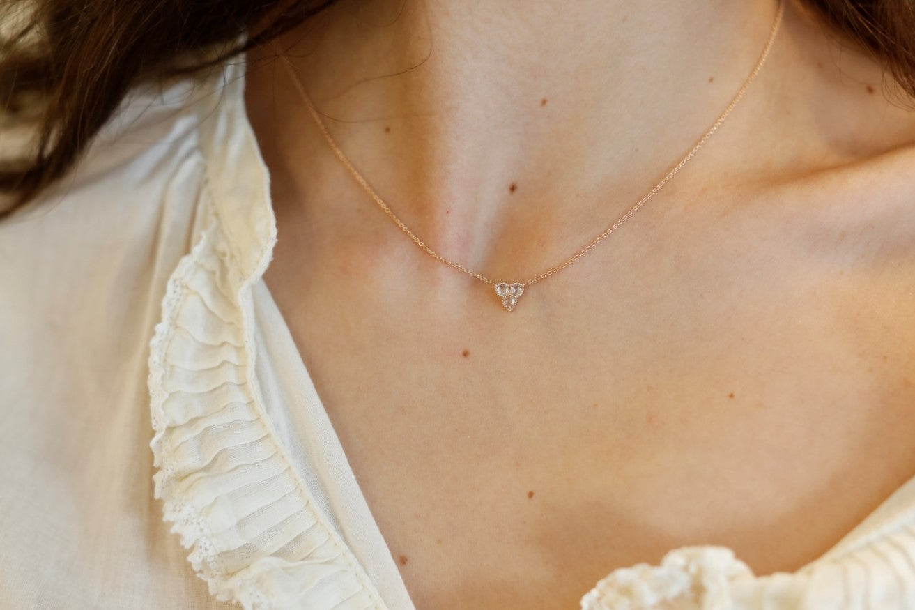 NECKLACE NECKLACE -COLLIER FLORA XL -MYRTILLE BECK- GOLD AND DIAMOND NECKLACE ROSECUT