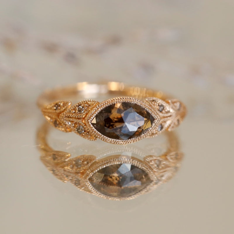 Ring Feuillage diamond  brown, Pièce Unique
