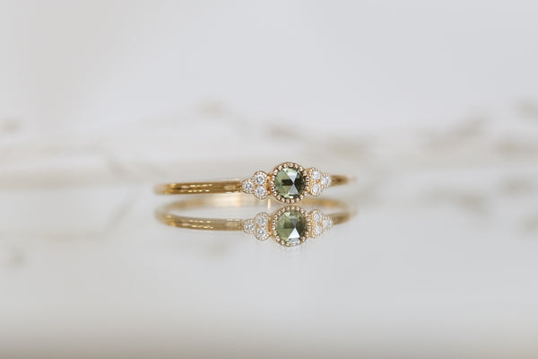Ring Flora S Green Sapphire