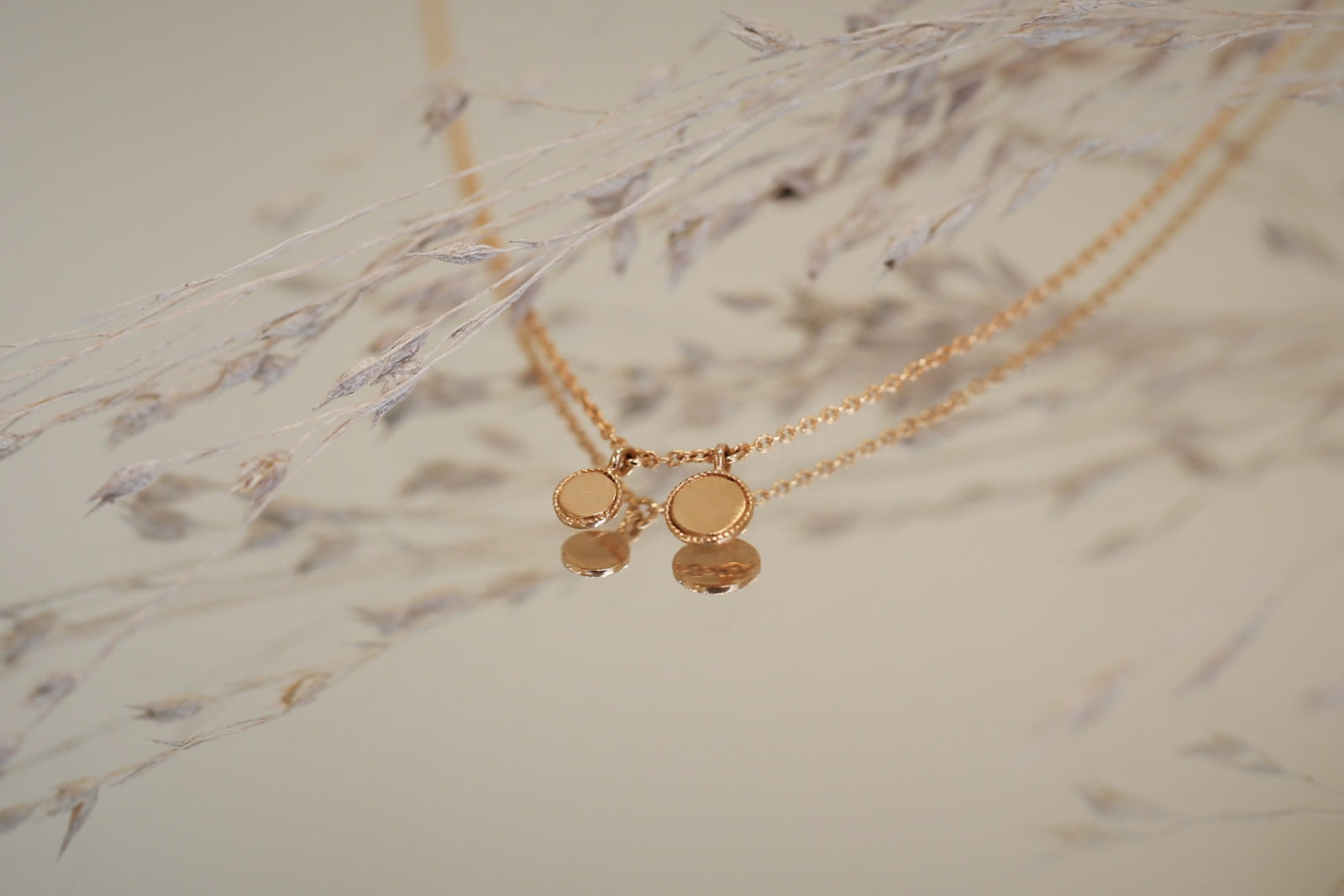 Milgrain Mini Medal Necklace Double