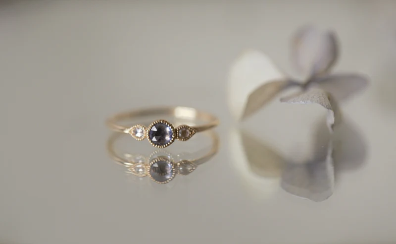 Ring Love Céleste M blue sapphire rosecut- Myrtille Beck- Engagement ring sapphire rosecut