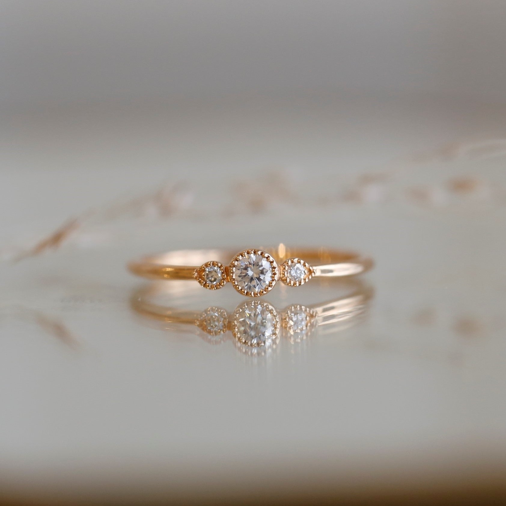 Bague Amour Céleste S Myrtille Beck- Diamond trilogy engagement ring