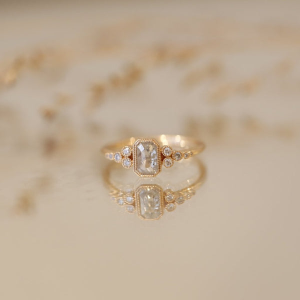 Ring Iris diamondRadiant Icy Myrtille Beck, Ring unique piece, unique engagement ring Paris