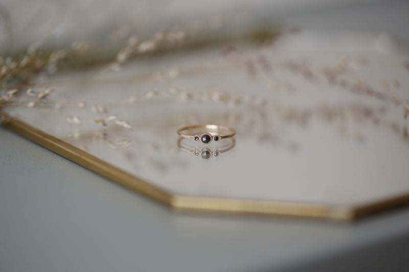 Ring - Bague Amour Céleste S black diamonds, Myrtille Beck, Designer's engagement ring, black diamond engagement ring                                