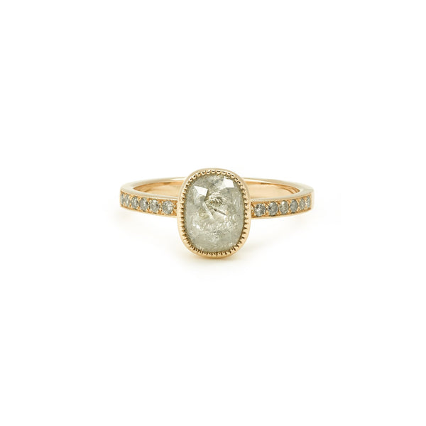 diamondGrey ring unique piece Myrtille Beck, unique engagement ring, Paris