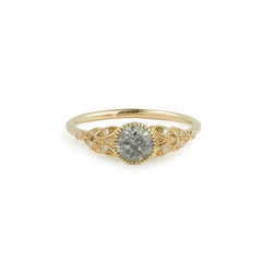 Ring FeuillageL diamondGalaxie salt and pepperMyrtille Beck, unique engagement ring, original engagement ring