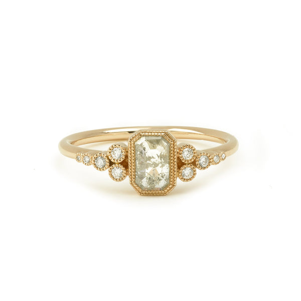 Ring Iris diamondRadiant Icy Myrtille Beck, Ring unique piece, unique engagement ring Paris