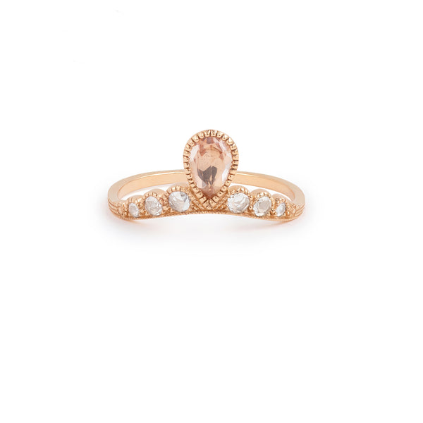 Pink Sapphire Pear Tiara Ring