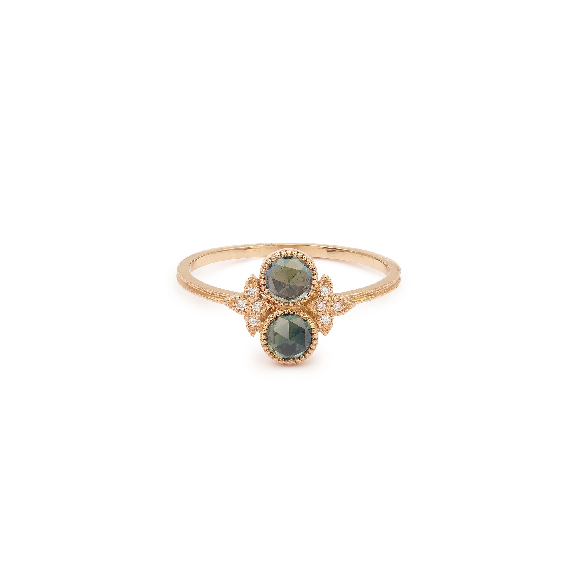 Ring Apis Florea M mermaid sapphires, blue teal. Myrtille Beck