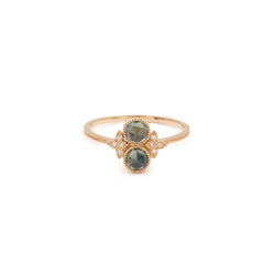 Ring Apis Florea M mermaid sapphires, blue teal. Myrtille Beck