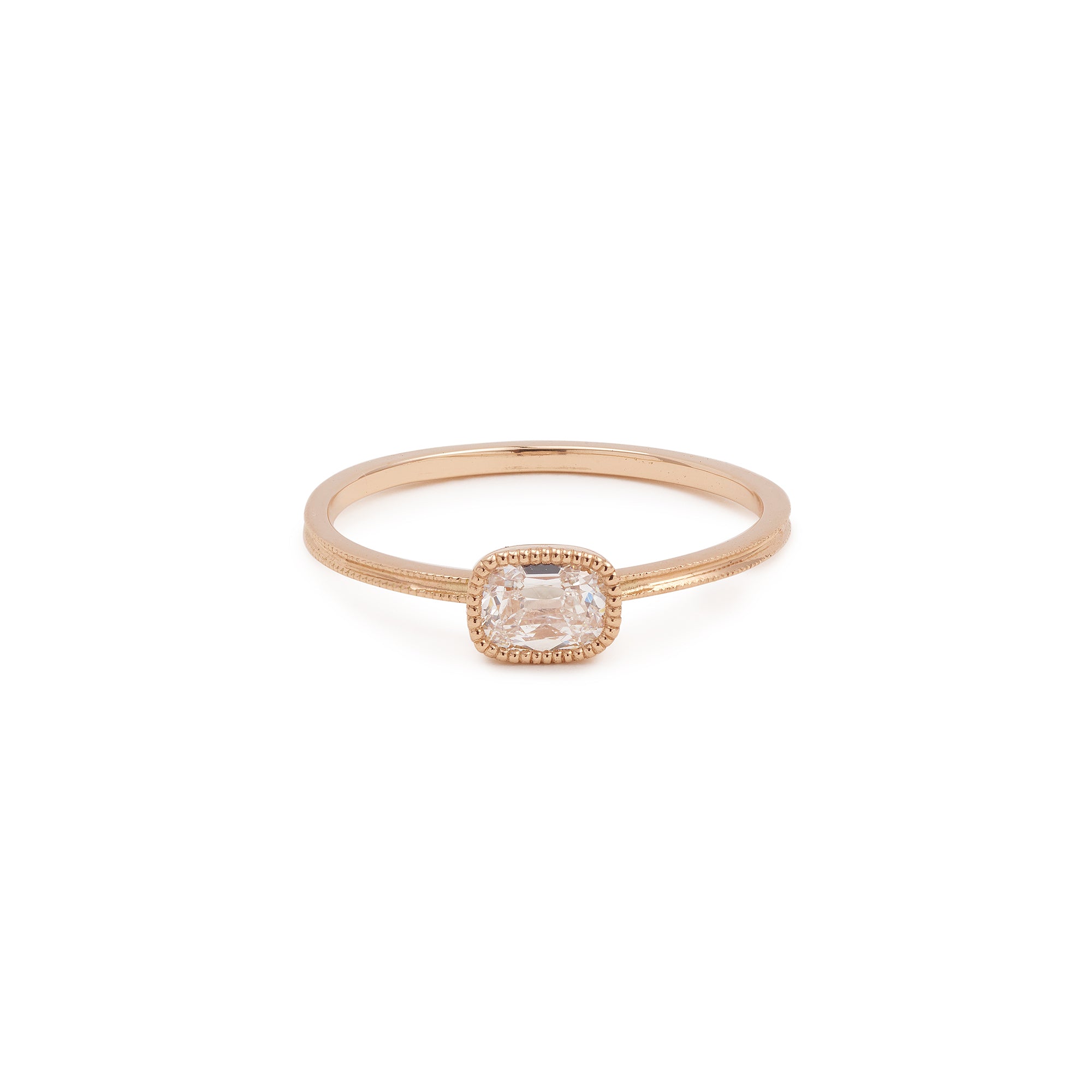One of a kind diamondcushion, Double Milgrain square ring