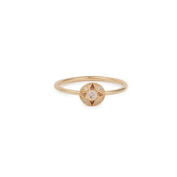 Ring Small Leaves Champagne Diamonds