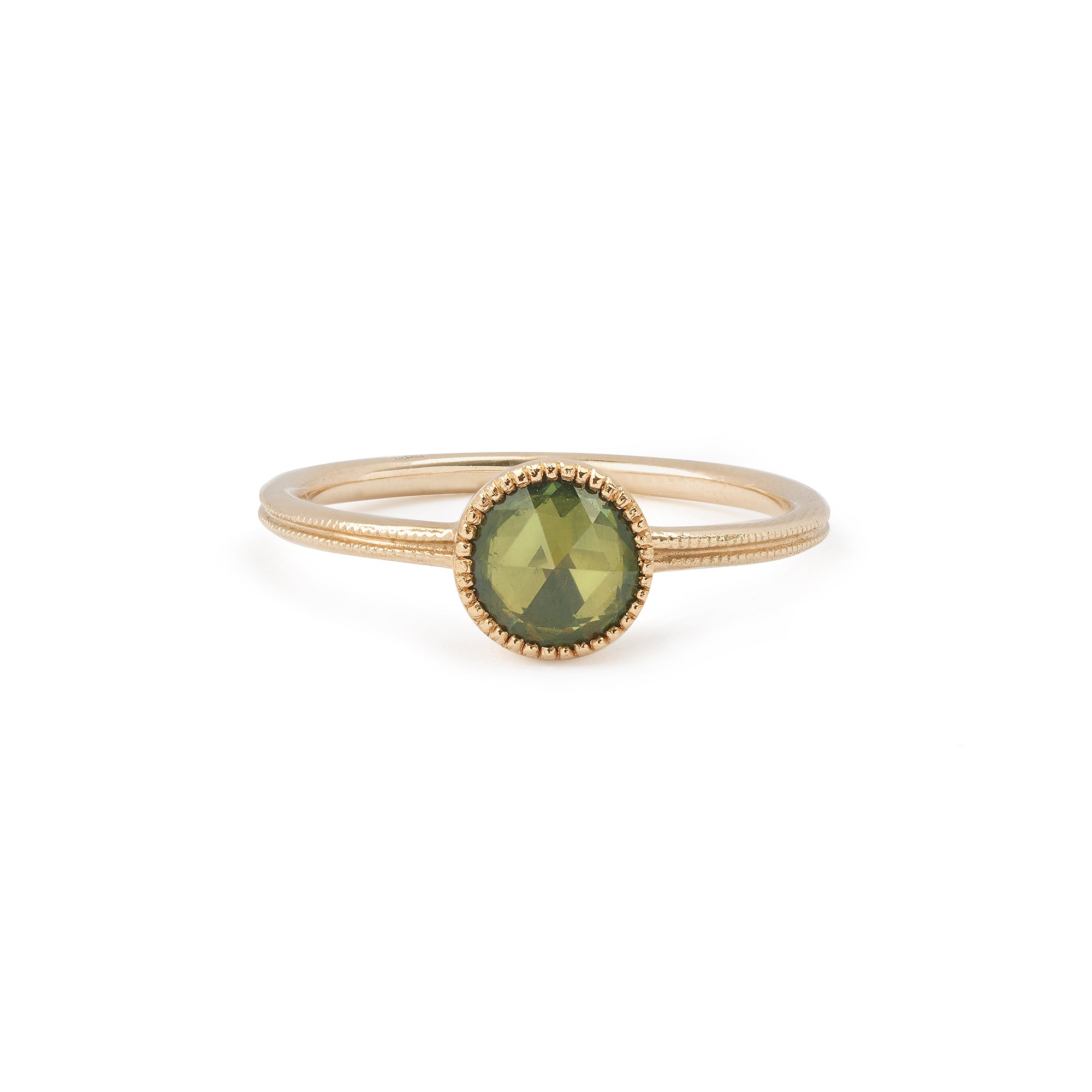 Solitaire Double Milgrain XL Green Sapphire