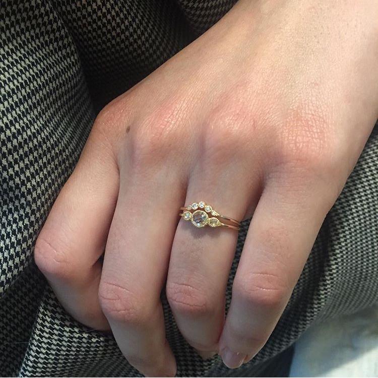 Ring - Bague Petit AmourCélesteCurve Diamants Noirs, designer's ring, wedding bandmade in France, wedding bandMyrtille BeckParis