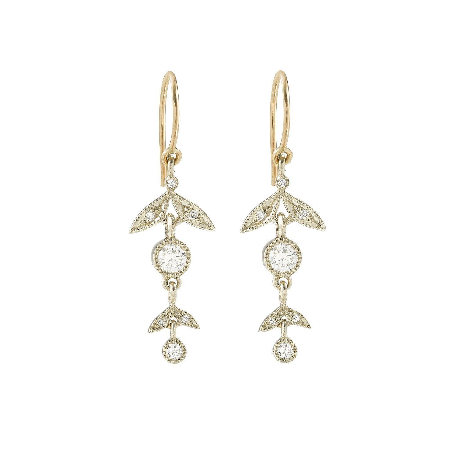 Earrings - Pendant earringsFeuillageLong Ears, designer earrings, designer jewelry gold and diamonds, bridal earrings, wedding earrings