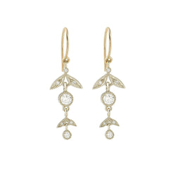 Earrings - Pendant earringsFeuillageLong Ears, designer earrings, designer jewelry gold and diamonds, bridal earrings, wedding earrings
