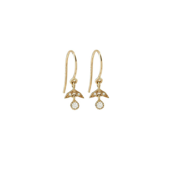 Boucles D Oreilles - Pendant earringsFeuillageMini, designer earrings, gold and diamonds designer jewelry, wedding earrings