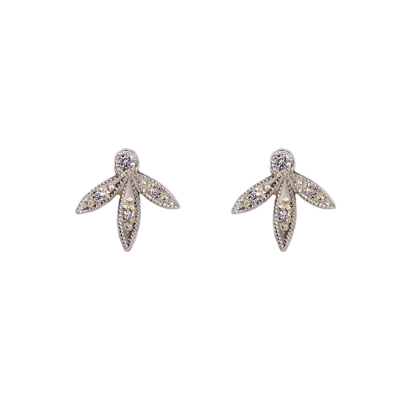 Gold and diamond earrings - Puces D'oreilles Allegria Feuilles Myrtille BeckParis, designer earrings