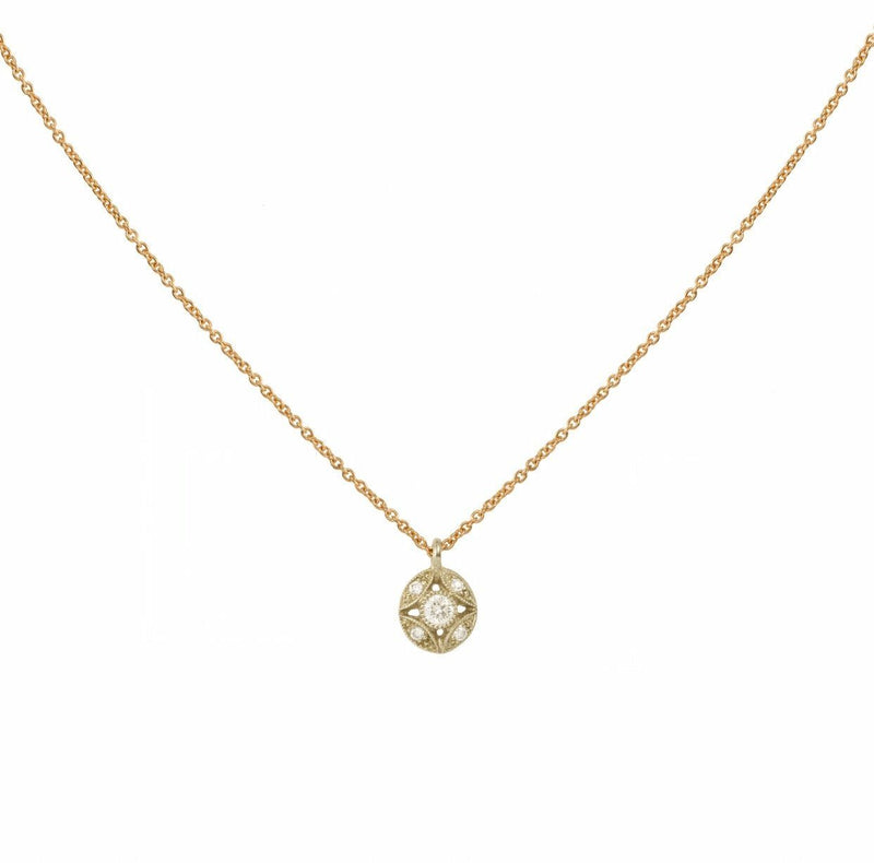 Necklace - Petites Feuilles rose goldand grey necklace, designer necklace, vintage Myrtille BeckParis necklace, delicate diamond necklace