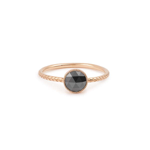 Ring Cybèle diamond black rosecut- Myrtille Beck- Engagement ring in diamond black