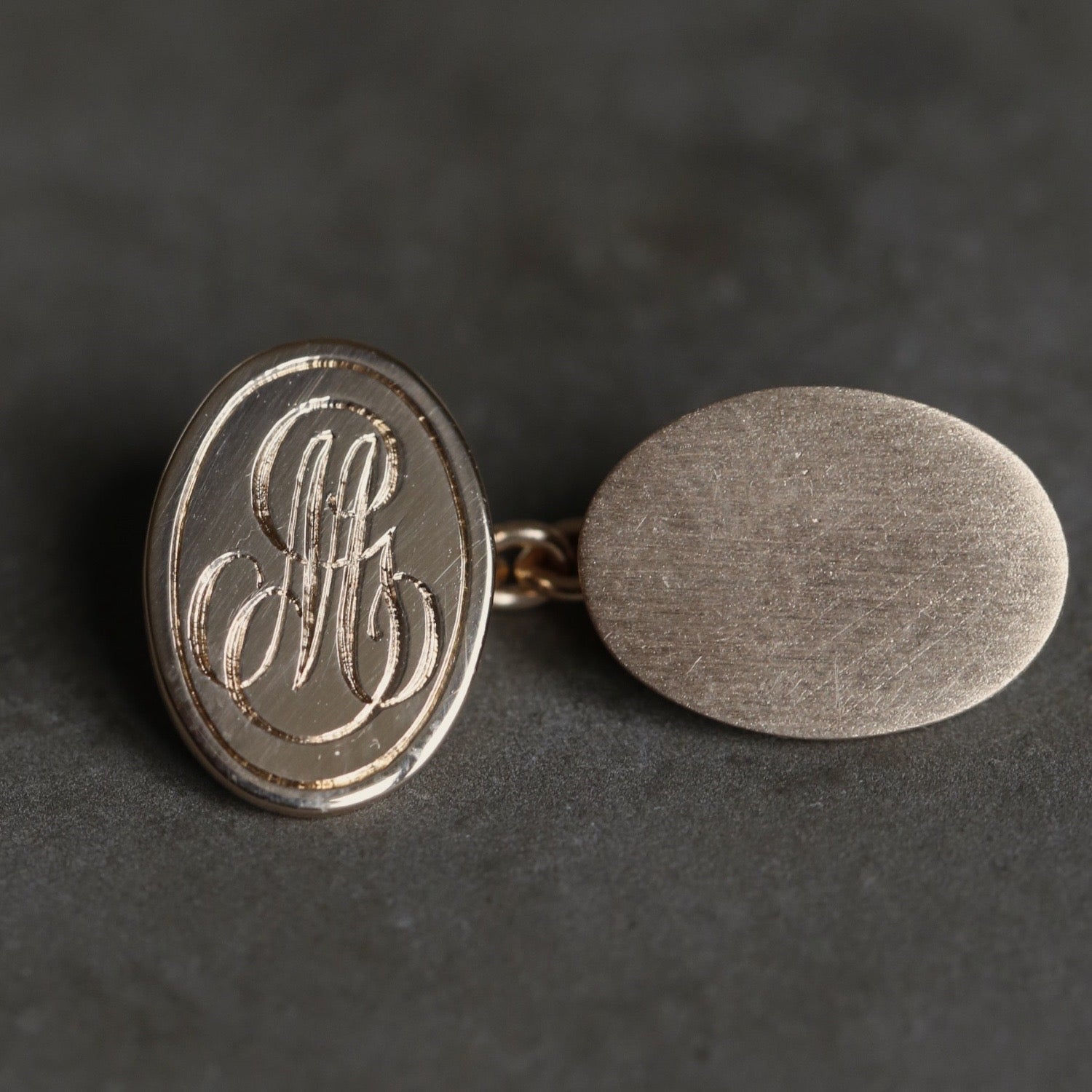 Monogram oval cufflink