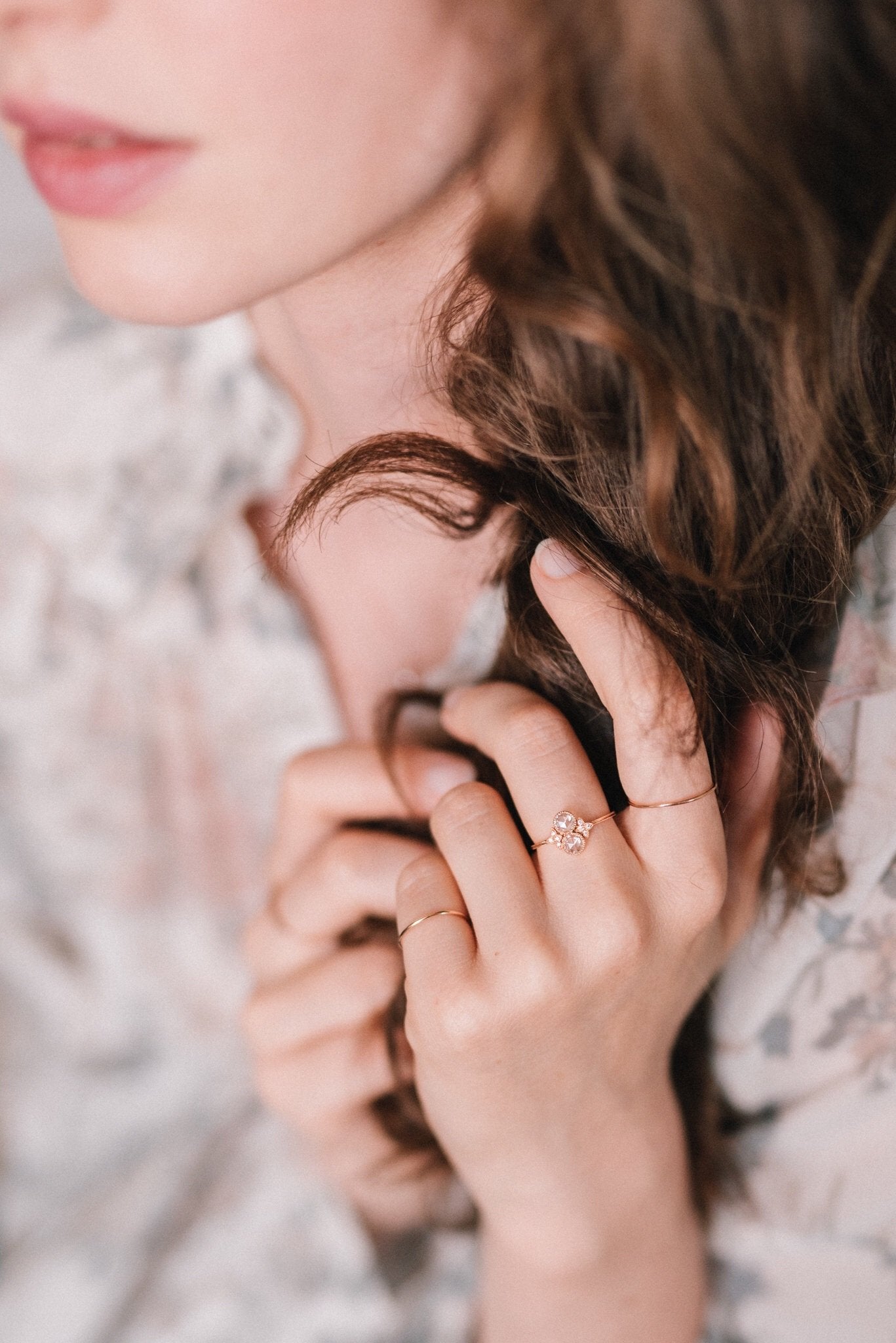 Ring Apis Florea M diamonds rose gold, Myrtille Beck, designer's engagement ring , vintage engagement ring