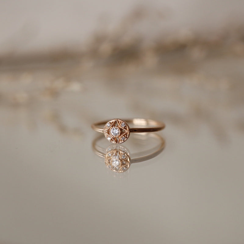 Ring - Petites Feuilles white rose golddiamonds ring, designer's engagement ring, vintage Myrtille BeckParis ring