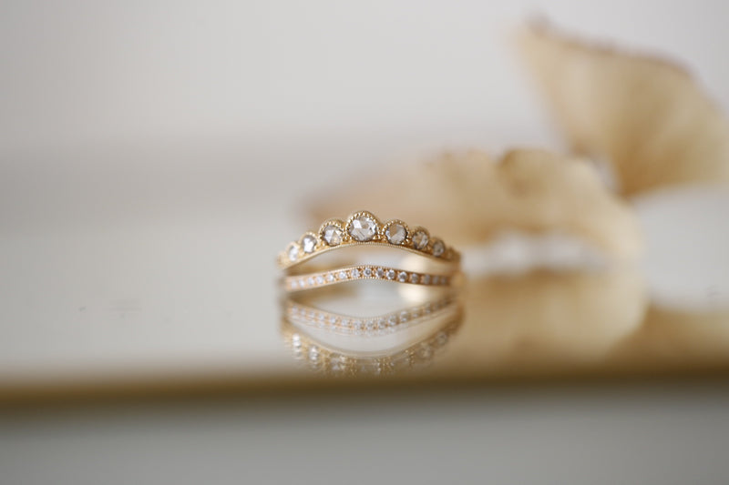 Grand diadem rose goldand white diamonds ring - Myrtille BeckParis