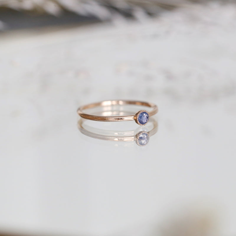 Solitaire Double Milgrain S Saphir bleu