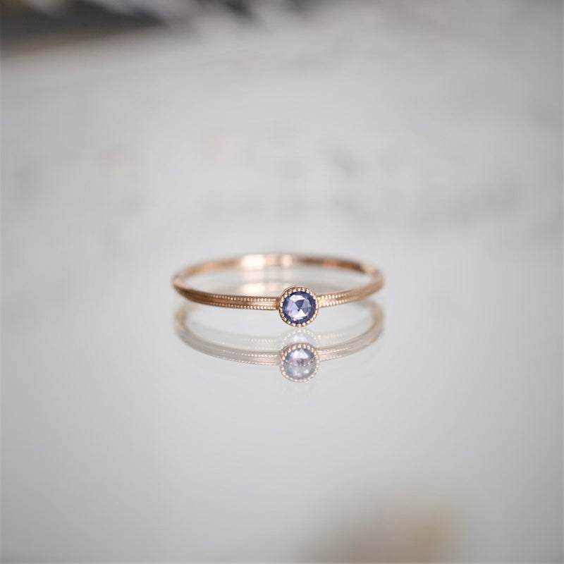 Solitaire Double Milgrain S Saphir bleu