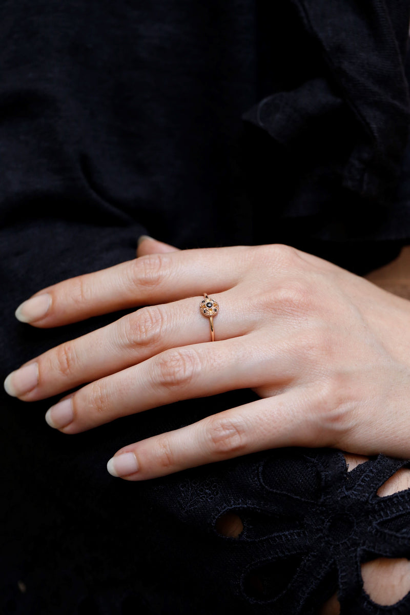 Bague Petites Feuilles Diamants noirs