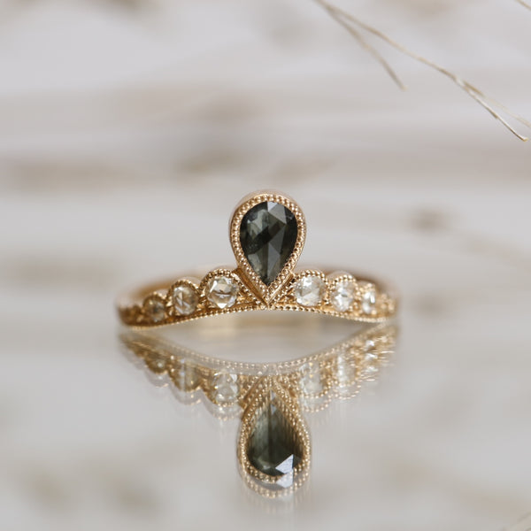 Bague Diadème Poire Saphir mermaid