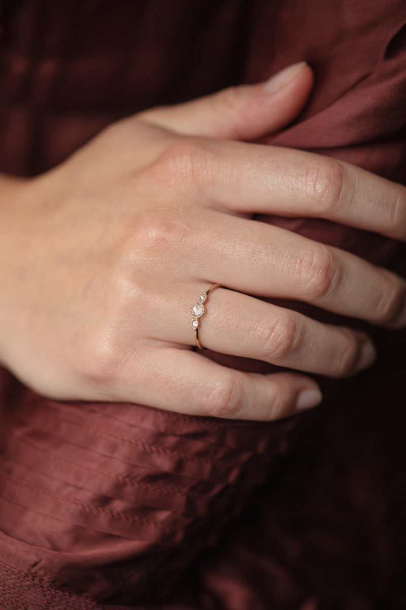 Bague Amour Céleste M Saphir Blanc Rosecut - Archives