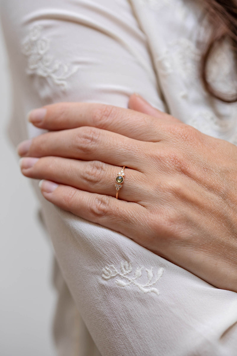 Bague Flora M Saphir vert